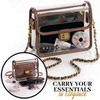 Clear Crossbody Purse for Women Stadium Approved, Anti-Yellowing UV TPU Luxury Bag with Wallet Insert & Chain Strap