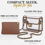 Clear Crossbody Purse for Women Stadium Approved, Anti-Yellowing UV TPU Luxury Bag with Wallet Insert & Chain Strap