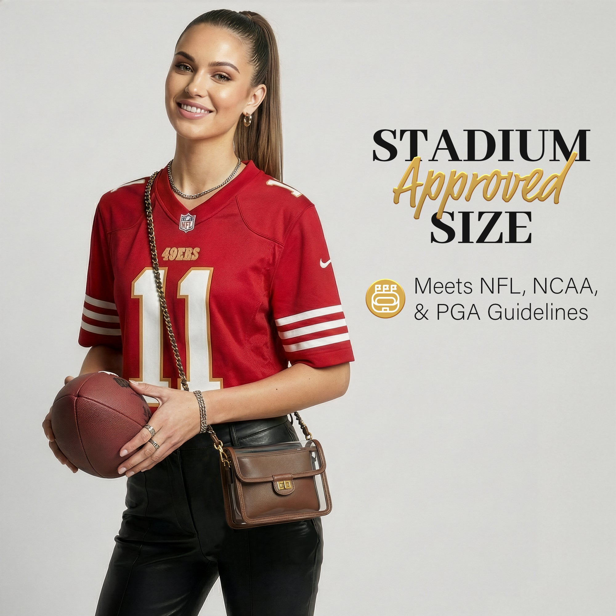 Clear Crossbody Purse for Women Stadium Approved, Anti-Yellowing UV TPU Luxury Bag with Wallet Insert & Chain Strap