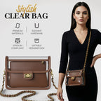 Clear Crossbody Purse for Women Stadium Approved, Anti-Yellowing UV TPU Luxury Bag with Wallet Insert & Chain Strap