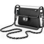 Clear Crossbody Purse for Women Stadium Approved, Anti-Yellowing UV TPU Luxury Bag with Wallet Insert & Chain Strap