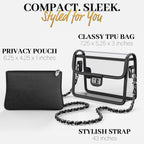 Clear Crossbody Purse for Women Stadium Approved, Anti-Yellowing UV TPU Luxury Bag with Wallet Insert & Chain Strap