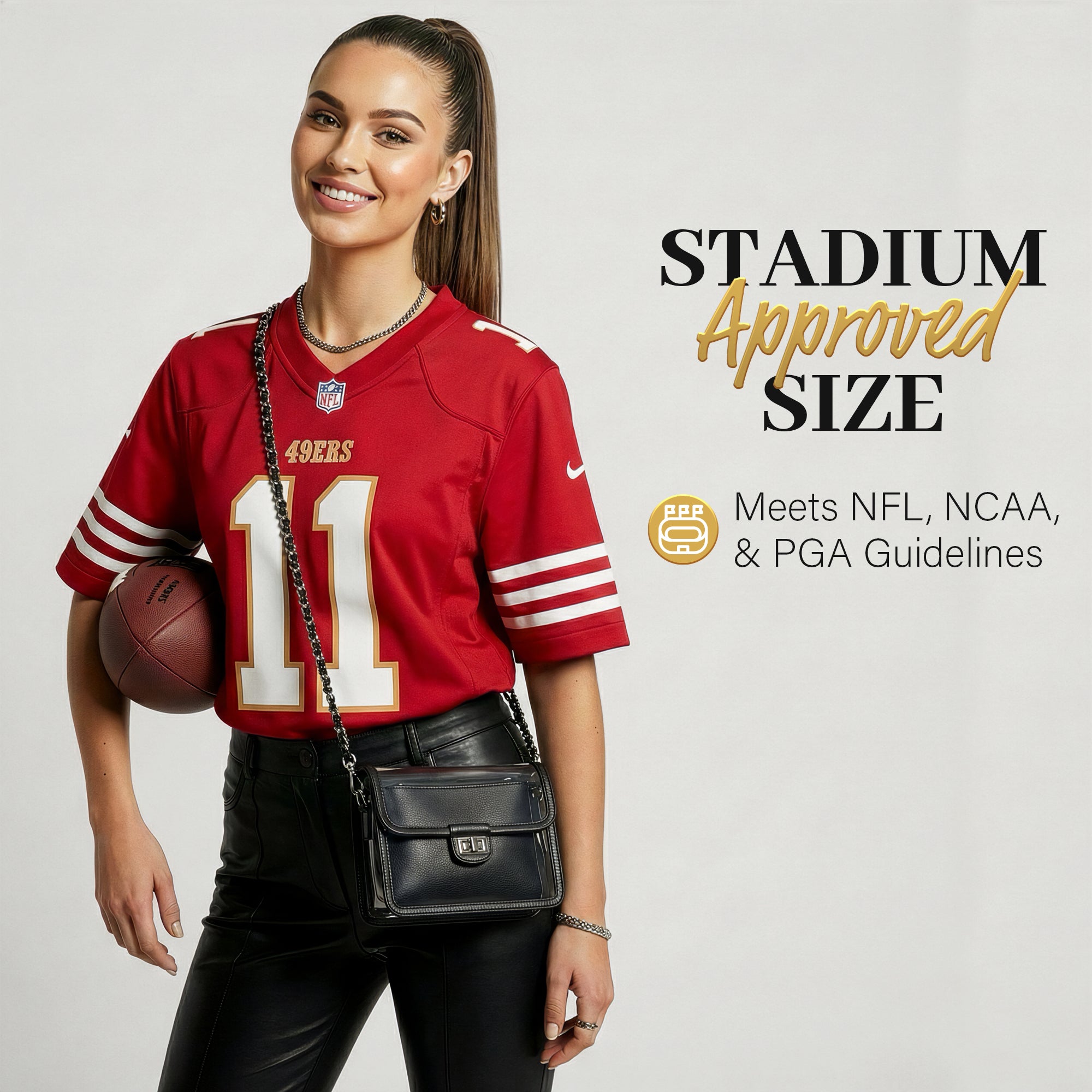 Clear Crossbody Purse for Women Stadium Approved, Anti-Yellowing UV TPU Luxury Bag with Wallet Insert & Chain Strap