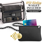 Clear Crossbody Purse for Women Stadium Approved, Anti-Yellowing UV TPU Luxury Bag with Wallet Insert & Chain Strap