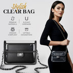 Clear Crossbody Purse for Women Stadium Approved, Anti-Yellowing UV TPU Luxury Bag with Wallet Insert & Chain Strap