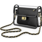 Clear Crossbody Purse for Women Stadium Approved, Anti-Yellowing UV TPU Luxury Bag with Wallet Insert & Chain Strap