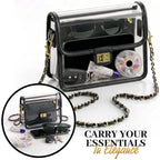 Clear Crossbody Purse for Women Stadium Approved, Anti-Yellowing UV TPU Luxury Bag with Wallet Insert & Chain Strap