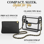 Clear Crossbody Purse for Women Stadium Approved, Anti-Yellowing UV TPU Luxury Bag with Wallet Insert & Chain Strap