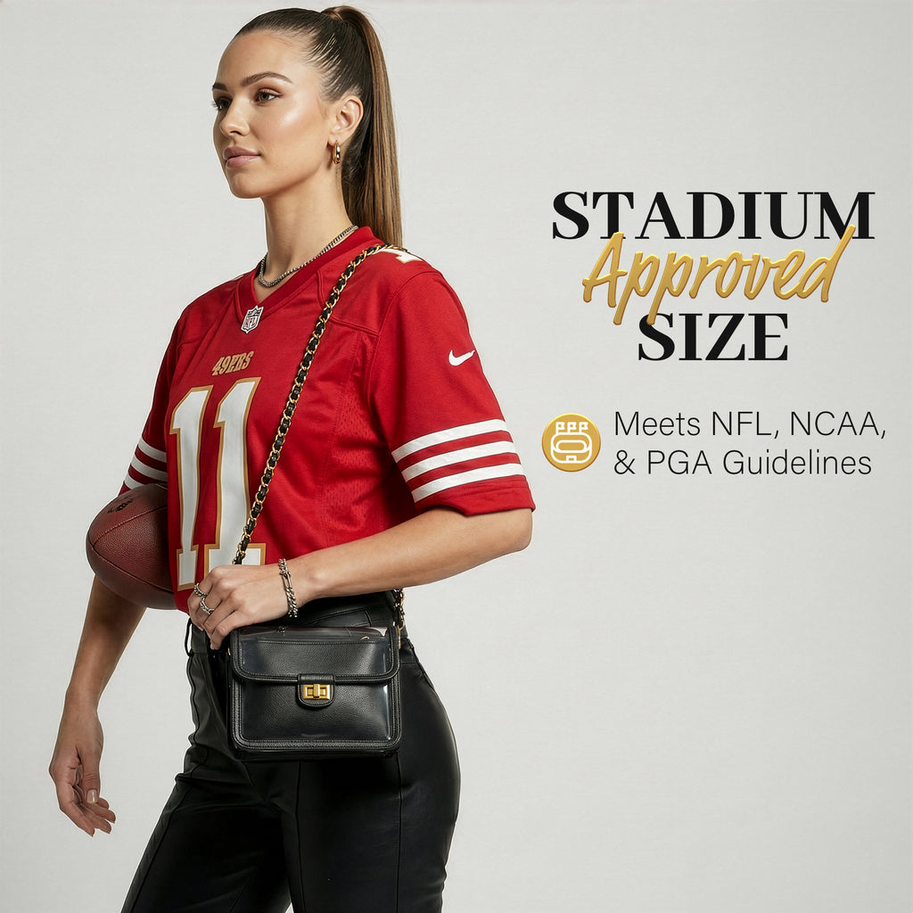 Clear Crossbody Purse for Women Stadium Approved, Anti-Yellowing UV TPU Luxury Bag with Wallet Insert & Chain Strap