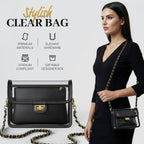 Clear Crossbody Purse for Women Stadium Approved, Anti-Yellowing UV TPU Luxury Bag with Wallet Insert & Chain Strap